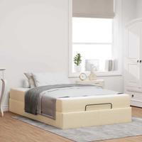 Bedframe met matras Crème 120 x 200 cm Stof