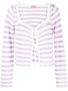 Kitri cardigan long Dionne en crochet - Violet