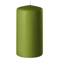 1x Olijf groene cilinderkaars/stompkaars 6 x 8 cm 27 branduren - thumbnail
