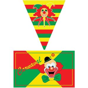 Carnaval versiering pakket - 2x grote vlag en 4x puntvlaggetjes - Feestpakketten