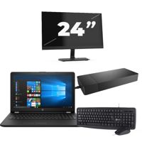 HP Laptop 15-BW000 - AMD A6-9220 - 15 inch - 8GB RAM - 256GB SSD - Windows 10 Home + 1x 24 inch Monitor