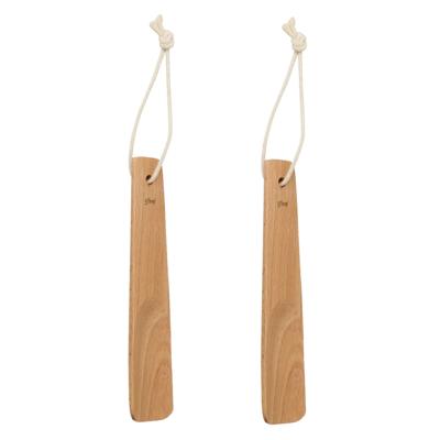 5Five Schoenlepel - 2x - 16 cm - bamboe - bruin - met touw - instaphulp - schoenen