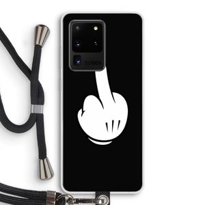 Middle finger black: Samsung Galaxy S20 Ultra Transparant Hoesje met koord