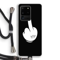 Middle finger black: Samsung Galaxy S20 Ultra Transparant Hoesje met koord