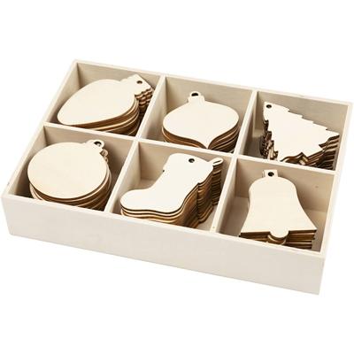 Creativ Company Kerstdecoratie, h: 5,5-7 cm, b: 4-5 cm, gatgrootte 4 mm, 90 stuk/ 1 doos