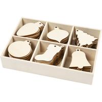 Creativ Company Kerstdecoratie, h: 5,5-7 cm, b: 4-5 cm, gatgrootte 4 mm, 90 stuk/ 1 doos