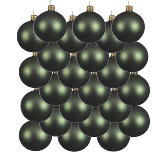 24x Glazen kerstballen mat donkergroen 8 cm kerstboom versiering/decoratie   -
