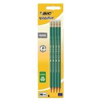 Potlood Bic Evolution ecolutions zeshoekig HB met gumtop blister à 4st