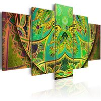 Schilderij - Mandala: Groen Energie , 5 luik