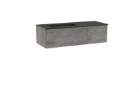 Storke Edge zwevend badmeubel 130 x 52 cm beton donkergrijs met Scuro asymmetrisch linkse wastafel in kwarts mat zwart - thumbnail