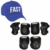 Set van valbescherming voor kinderen maat M / 6 tot 8 jaar met een stoere FAST pet blauw