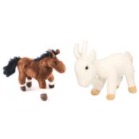 Pluche knuffel boerderijdieren set Geit en Paard van 20 cm