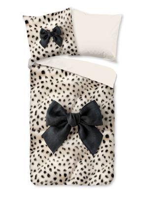 Pure Dekbedovertrek "luipaardprint met strik" - Wit - (135x200 cm) - Microfiber