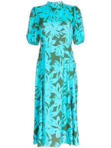 DVF Diane von Furstenberg robe à imprimé Nella Brushed Petals - Bleu