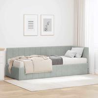 Hoekbedframe met matras Lichtgrijs 80 x 200 cm Fluweel
