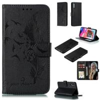 Feather patroon Litchi textuur horizontale Flip lederen draagtas met portemonnee & houder & kaartsleuven voor Galaxy A70 (zwart)