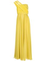 Elie Saab robe longue en soie à une épaule - Jaune