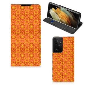 Samsung Galaxy S21 Ultra Hoesje met Magneet Batik Oranje