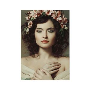 Schilderij op Paneel Beautiful Woman with Orchids White PVC 20x30 Een Ophangplaat