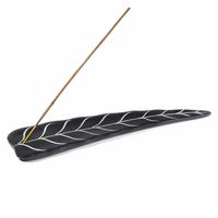 Wierookbrander Bladvorm Zwart Zeepsteen (25 x 6,5 cm)