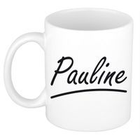 Naam cadeau mok / beker Pauline met sierlijke letters 300 ml - thumbnail