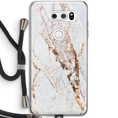 Goud marmer: LG V30 Transparant Hoesje met koord