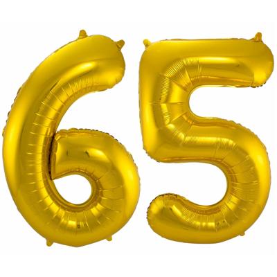 Folat Folie ballonnen - 65 jaar cijfer - goud - 86 cm - leeftijd feestartikelen - versiering Folat Folie ballonnen - 65 jaar cijfer - goud - 86 cm - leeftijd feestartikelen - versiering