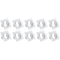 Kantelbare Vierkante Inbouwspot 10-pack - GU10 - Wit Aluminium - 80mm