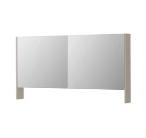 INK SPK3 spiegelkast met 2 dubbel gespiegelde deuren, open planchet, stopcontact en schakelaar 140 x 14 x 74 cm, mat kasjmier grijs