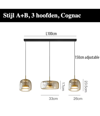 LumiGlow - Elegante Glassteen Hanglamp met LED-verlichting