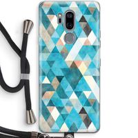 Gekleurde driehoekjes blauw: LG G7 Thinq Transparant Hoesje met koord