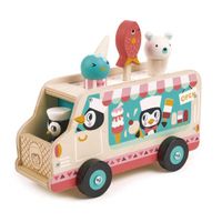 Tender Toys ijskarretje Pinguin hout junior 6 delig - thumbnail