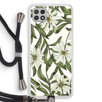 Wit bloemenpatroon: Samsung Galaxy A22 4G Transparant Hoesje met koord