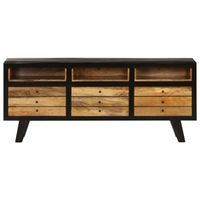 The Living Store Retro Tv-meubel - Mangohout - 120 x 30 x 50 cm - 3 lades - 3 vakken - Zwart - bruin