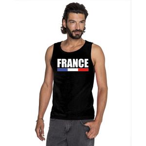 Zwart Frankrijk supporter singlet shirt/ tanktop heren