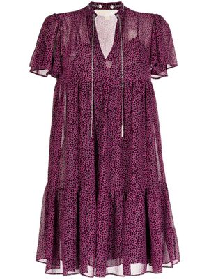 Michael Kors robe imprimée à ourlet volanté - Violet