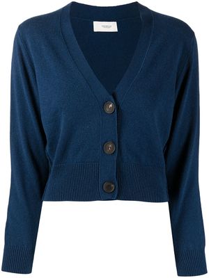 Pringle of Scotland cardigan crop à boutonnière - Bleu