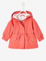 Parka met capuchon babymeisje koraal