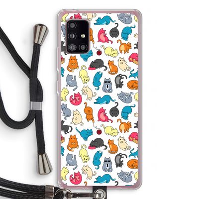 Kleurrijke katten: Samsung Galaxy A51 5G Transparant Hoesje met koord
