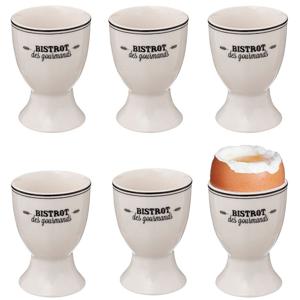 Eierdopjes Bistrot - set van 6x - porselein - wit - 5 x 7 cm