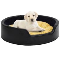 VidaXL Hondenmand 99x89x21 cm pluche en kunstleer zwart en geel