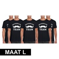 5x Vrijgezellenfeest Team t-shirt zwart heren Maat L - thumbnail