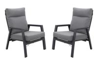 Azoren loungestoelen verstelbaar - Set van 2 - Antraciet
