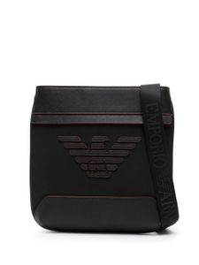 Emporio Armani sacoche en cuir à patch logo - Noir