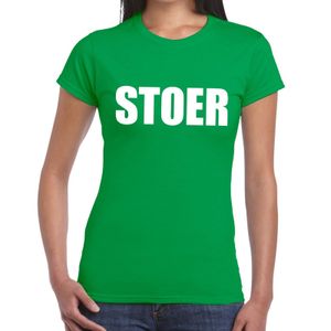 Stoer tekst t-shirt groen dames