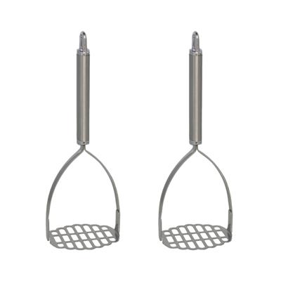 Aardappelstamper/pureestamper - 2x - rvs metaal - keuken gerei - 26 cm