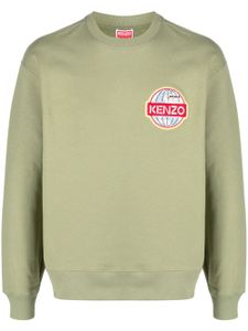 Kenzo logo-embroidered long-sleeve sweatshirt - Vert