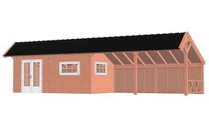 Trendhout Kapschuur De Heerd 1200x425 cm - Combinatie 1- Kapschuurdak- Onbehandeld lariks Douglas hout- Trendhout