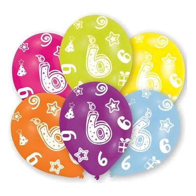 Ballonnen 6 jaar - 6x - 27 cm - verjaardag - leeftijd feestballonnen - Feestartikelen