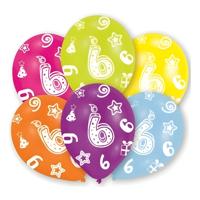 Ballonnen 6 jaar - 6x - 27 cm - verjaardag - leeftijd feestballonnen - Feestartikelen